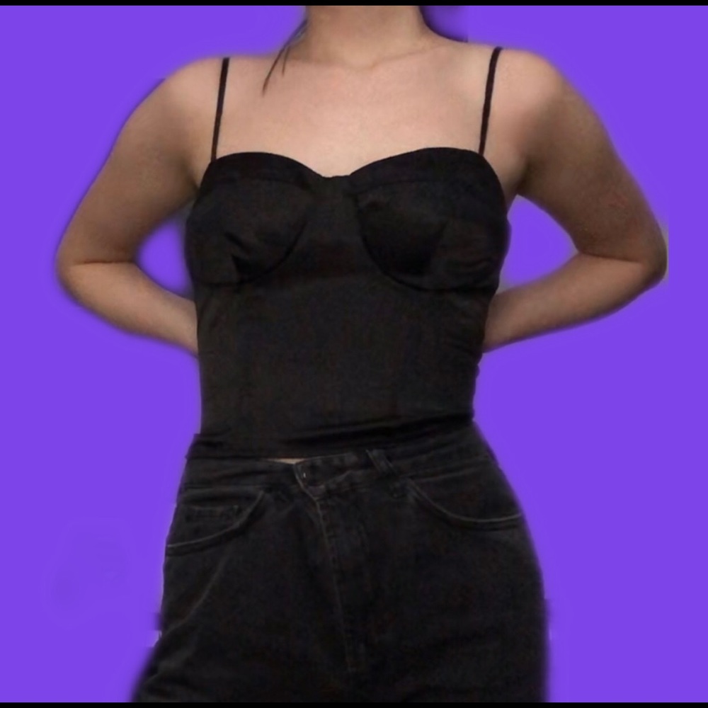 black bustier top